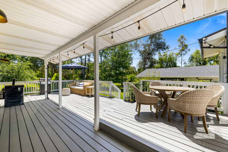 Covered deck with string lights
