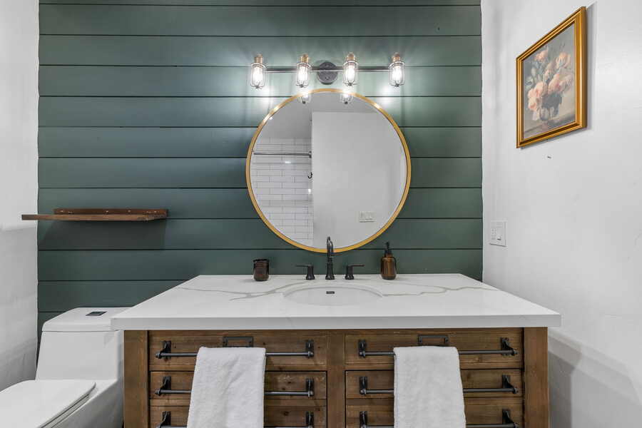 Green shiplap bathroom